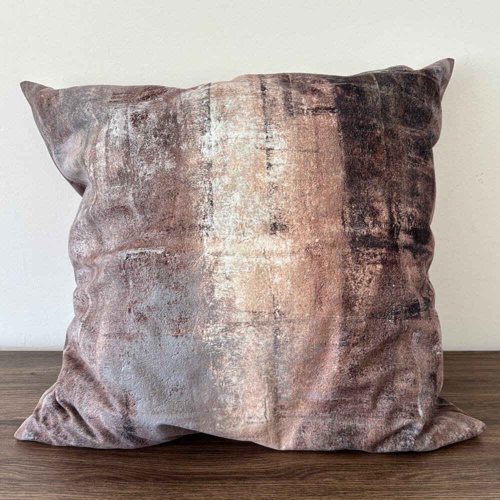 Brown and Gray Abstract Art Painting Taupe Accent Throw Pillow 18 X 18